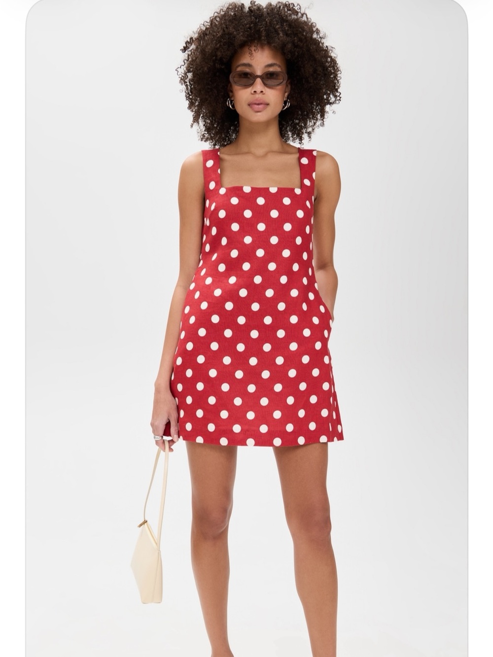 POSSE Alice Red White Polka Dot Linen Mini Dress